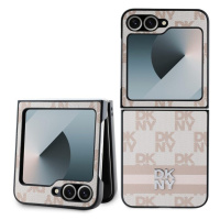 DKNY PU Leather Checkered Pattern and Stripe pro Samsung Galaxy Z Flip 6 Pink