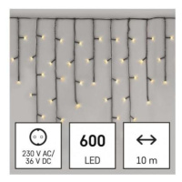 LED vánoční rampouchy, 10 m, venkovní i vnitřní, teplá bílá, programy