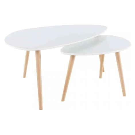 Tempo Kondela Set 2 konferenčních stolků FOLKO NEW - bílá / buk