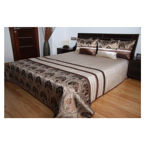 Luxusní přehozy na postel ve světle hnědé barvě s proužky a vzorem Šířka: 170 cm | Délka: 210 cm