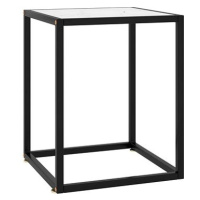 Čajový stolek černý s bílým mramorovým sklem 40 × 40 × 50 cm