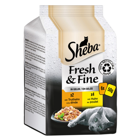 Sheba Fresh & Fine kapsičky 6 x 50 g - krocaní a kuřecí v želé