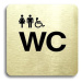 Accept Piktogram "WC ženy, muži, invalidé" (80 × 80 mm) (zlatá tabulka - černý tisk bez rámečku)