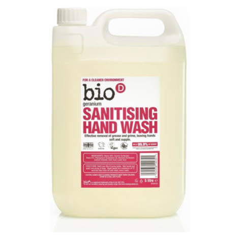 Bio d Tekuté dezinfekční mýdlo na ruce pelargónie náhradní kanystr 5 l Bio-D