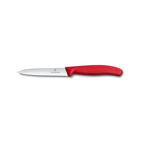 VICTORINOX Nůž na zeleninu s vlnkovaným ostřím 10 cm červený