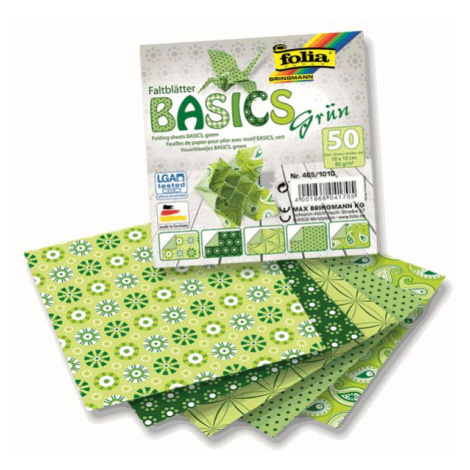Origami papír Basics 80 g/m2 - 10 × 10 cm, 50 archů - zelený