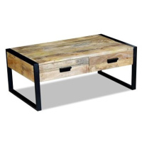 Konferenční stolek se 2 zásuvkami, masivní mangovníkové dřevo 100x60x40 cm