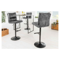 LuxD Designová barová otočná židle Frank tmavě šedý samet