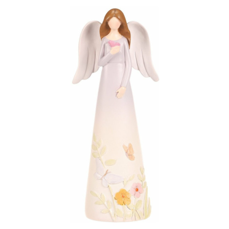 Dekorace figurka květinový anděl, sv. fialová, 9 x 6 x 21 cm, polyresin