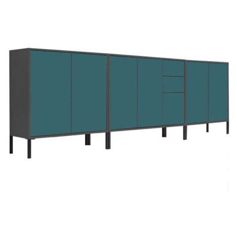 MID.YOU ŠIROKÁ KOMODA, antracitová, petrolej cm