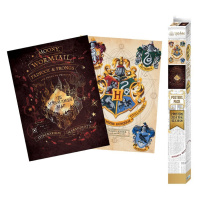 ABY style Sada plakátů Harry Potter - Fakulty a Záškodnická Mapa 2 ks 52 x 38 cm