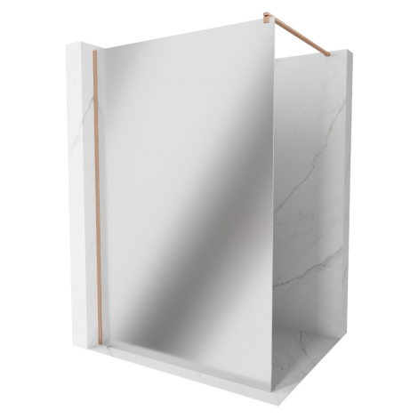 MEXEN/S Kioto Sprchová zástěna WALK-IN 80 x 200, zrcadlové 8 mm, měď kartáčovaná 800-080-101-65-
