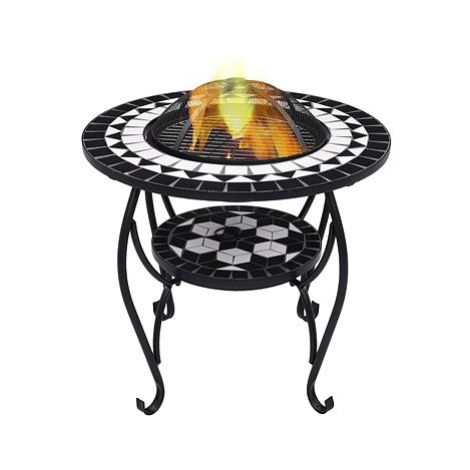 Mozaikový stolek s ohništěm černobílý 68 cm keramika SHUMEE