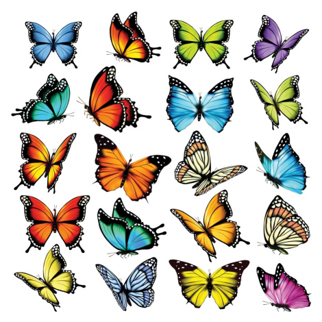 Samolepící dekorace Butterflies, 30 x 30 cm