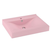 SHUMEE Luxusní keramické umyvadlo s otvorem na baterii 60 × 46 cm matné růžové