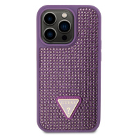 Zadní kryt Guess Rhinestones Triangle Metal Logo pro Apple iPhone 15 Pro, purple