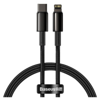 BASEUS kabel Tungsten Gold, USB-C - Lightning, M/M, rychlonabíjecí, datový, 20W, 1m, černá - CAT