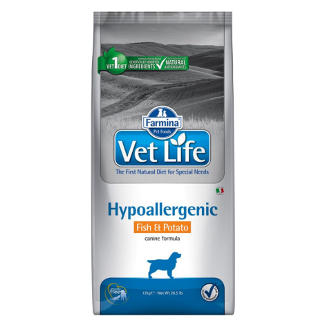Farmina Vet Life Dog Hypoallergenic s rybami a bramborami - Výhodné balení: 2 × 12 kg