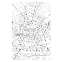 Mapa Timisoara white, (26.7 x 40 cm)