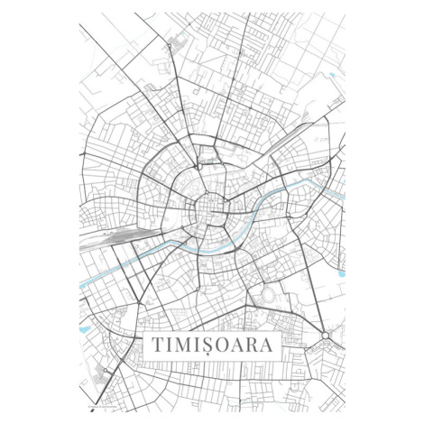 Mapa Timisoara white, (26.7 x 40 cm)