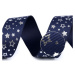 Rypsová stuha hvězdy šíře 25 mm vánoční Varianta: 4 modrá tmavá, Balení: 5 m
