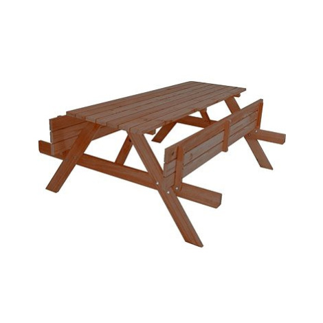 ROJAPLAST Piknik se sklopnými sedačkami, dřevěná souprava - 180 cm, mořená