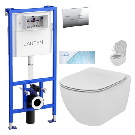 LAUFEN Rámový podomítkový modul CW1 SET s chromovým tlačítkem + WC Ideal Standard Tesi se sedátk