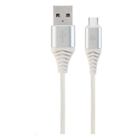 GEMBIRD Kabel USB 2.0 AM na Type-C kabel (AM/CM), 1m, opletený, bílo-strříbrný, blister, PREMIUM