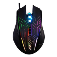 A4Tech Myš X87 Oscar Neon, 2400DPI, optická, 8tl., drátová USB, černá, herní, Neonové podsvícení