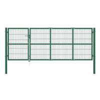 Zahradní plotová brána se sloupky 350×120 cm ocel zelená 142570