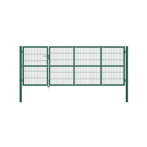 Zahradní plotová brána se sloupky 350×120 cm ocel zelená 142570 SHUMEE
