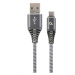 GEMBIRD Kabel USB 2.0 AM na Type-C kabel (AM/CM), 1m, opletený, šedo-bílý, blister, PREMIUM QUAL