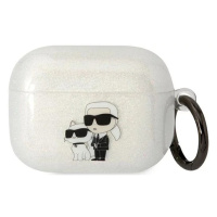 Pouzdro Karl Lagerfeld Airpods Pro cover transparent Gliter Karl&Choupette (KLAPHNKCTGT)