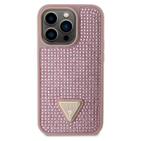 Zadní kryt Guess Rhinestones Triangle Metal Logo pro Apple iPhone 15 Pro, pink