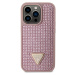 Zadní kryt Guess Rhinestones Triangle Metal Logo pro Apple iPhone 15 Pro, pink