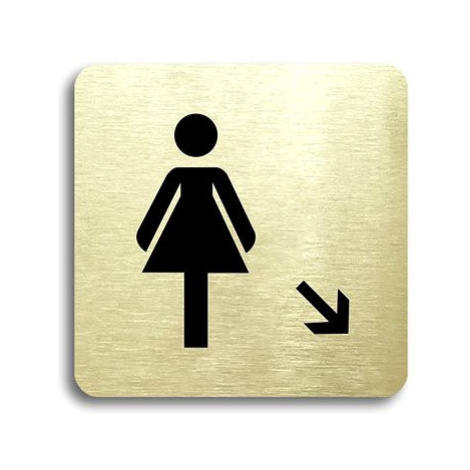 Accept Piktogram "WC ženy vpravo dolů" (80 × 80 mm) (zlatá tabulka - černý tisk bez rámečku)