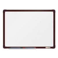 boardOK Bílá magnetická tabule s emailovým povrchem 60 × 45 cm, hnědý rám