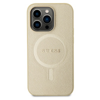 Ochranný kryt Guess Saffiano MagSafe pro Apple iPhone iPhone 15 Pro, béžová