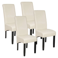 tectake 403494 4 jídelní židle ergonomické, masivní dřevo - krémová - krémová