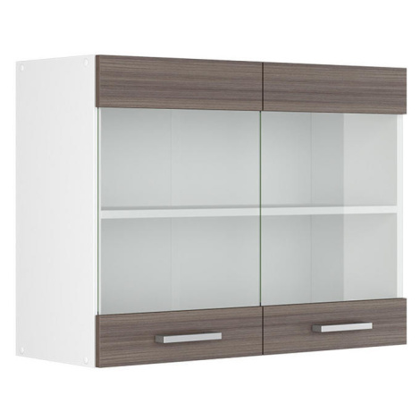 Vicco SKLENĚNÁ KUCHYŇSKÁ SKŘÍŇKA R-Line Ušlechtilá šedá 80 cm