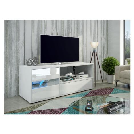 Televizní stolek PAXTAKOR A, bílá/bílý lesk, 5 let záruka MORAVIA FLAT