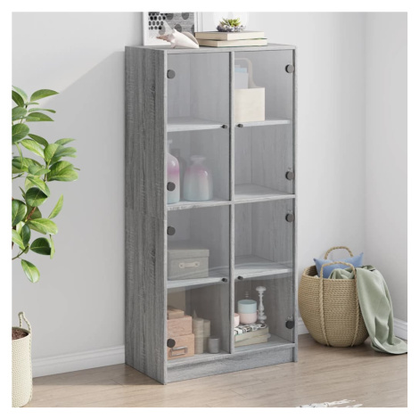 vidaXL Highboard s dvířky šedý sonoma 68x37x142 cm kompozitní dřevo