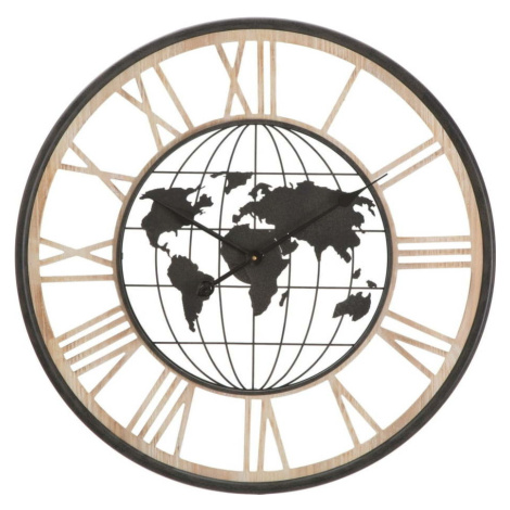 Černé nástěnné hodiny Mauro Ferretti World, ø 70 cm