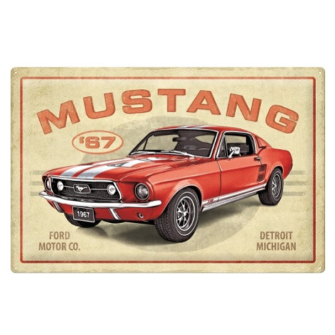 Plechová cedule Ford Mustang - GT 1967 Red, 60 x 40 cm POSTERSHOP