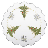 Vánoční dekorační ozdobný ubrousek MAGICAL XMAS vzor E, bílá, Ø 30 cm