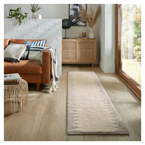 Ručně tkaný běhoun Minerals Border Natural 60x230 cm Flair Rugs