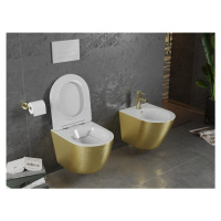 MEXEN Lena Závěsná WC mísa včetně sedátka s slow-slim, duroplast, bílá/zlatá vzor linie 30224007