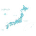 Mapa Map of Japan in aquamarine watercolor, Blursbyai, (40 x 26.7 cm)