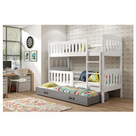 Dětská patrová postel KUBUS s výsuvnou postelí 90x200 cm - bílá BMS