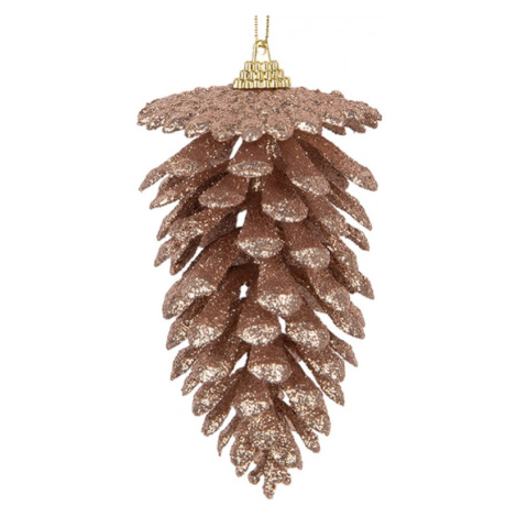 Vánoční ozdoba růžovozlatá třpytivá šiška – 7x13 cm Clayre & Eef